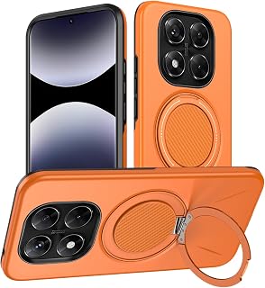 Vanki für Redmi Note 14 Pro 5G Hülle Kompatibel mit Magnetisc für Redmi Note 14Pro handyhülle mit 360 Grad Ring Ständer Redmi Note 14 Pro Schutzhülle aus TPU und PC Doppelschutz (Orange)