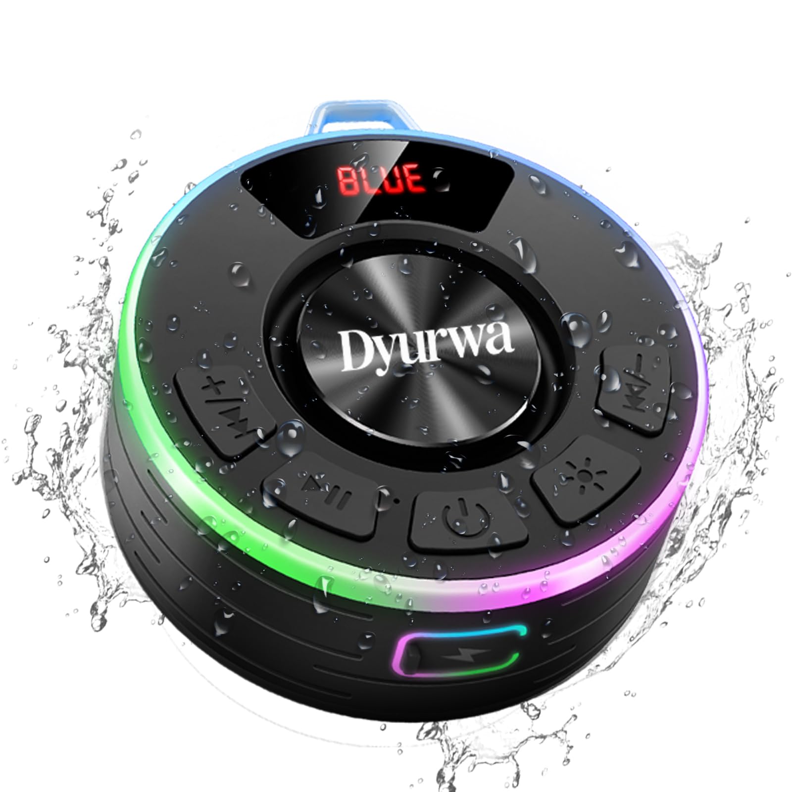 Wasserdichter Bluetooth Duschlautsprecher, 10H Bluetooth-Lautsprecher mit Saugnapf, Tragbare bluetooth 5.3 Lautsprecher mit Stereo-Sound, IPX7 Wasserdicht Musikbox Tragbare für Badezimmer Bergsteigen