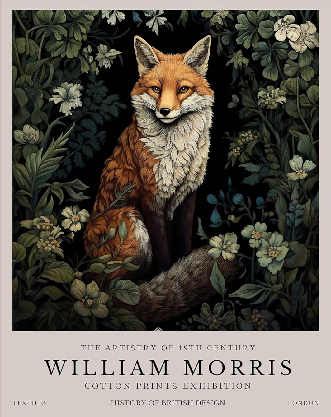 William Morris Posters Fox Wall Art Flower & Animal Print Picture 50x70cm