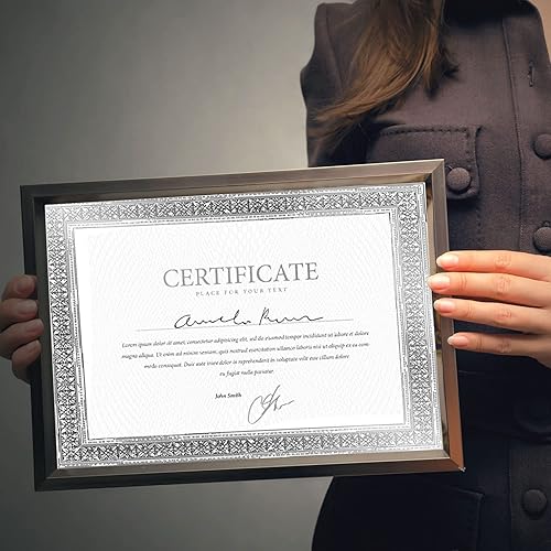 Miniatura 6 de Geographics Papel certificado de premio en blanco, 8.5 x 11 pulgadas, lámina plateada de primera calidad y diseño de borde plateado (paquete de 12)