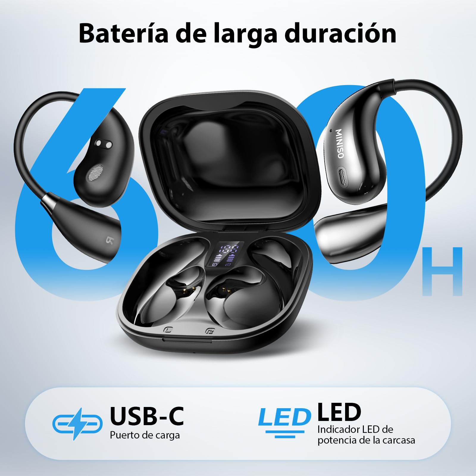 MINISO X33 AI Traducción Auriculares en Tiempo Real,135 Idioma Traductor Auriculares, Open Ear Wireless Bluetooth Traducción Auriculares con Sonido HiFi, Adecuado para Viajes