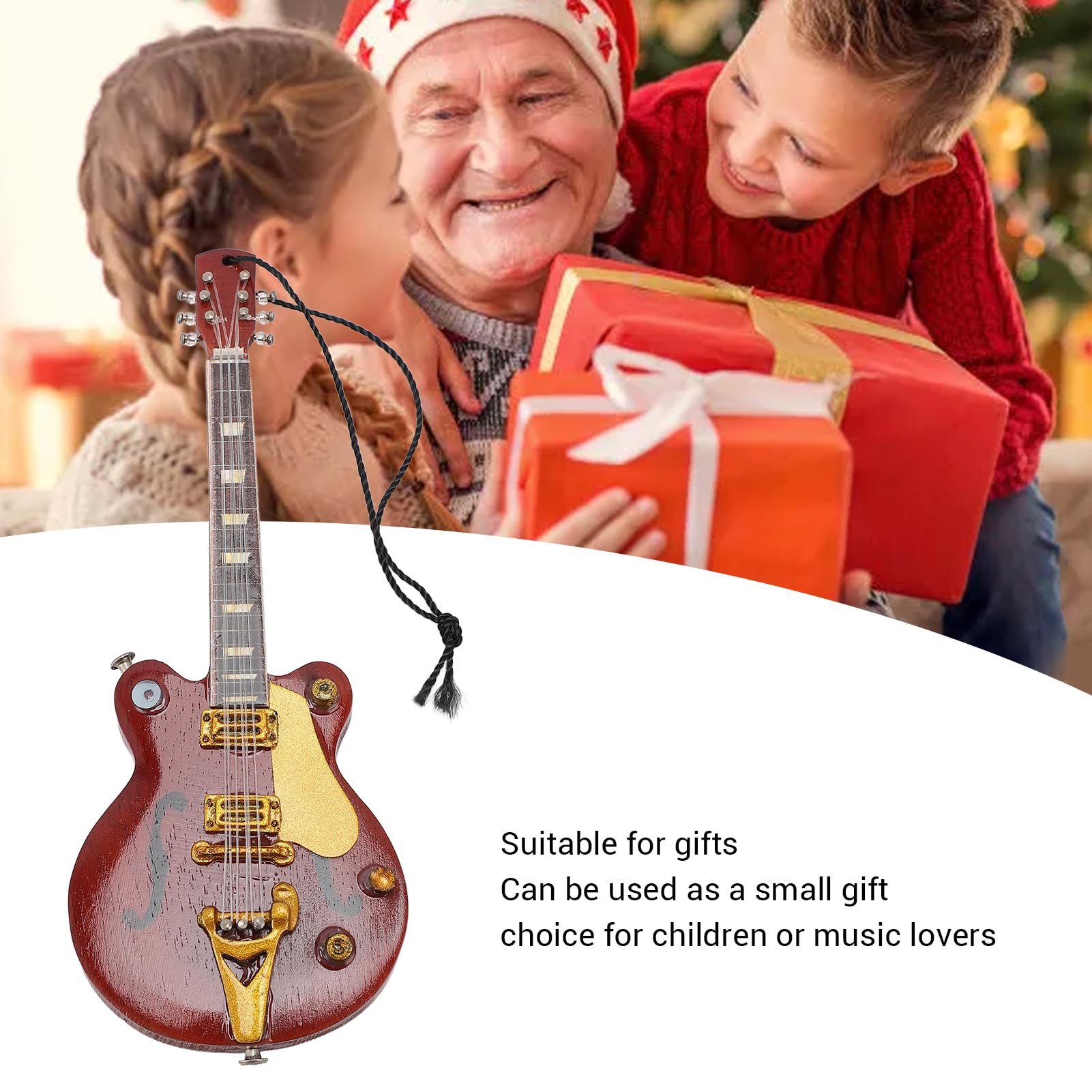 Guitar Keychain Musical Instrument Key Ring Basswood Guitar Keychain Miniature Multipurpose Guitar Key Ring for Backpack Handbag