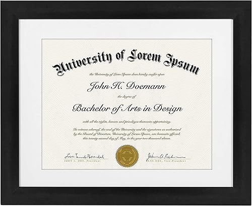 Marco para documentos, de 11 x 14 pulgadas, hecho para documentos de 8.5 x 11 pulgadas con paspartú y 11 x 14 pulgadas sin paspartú, color negro