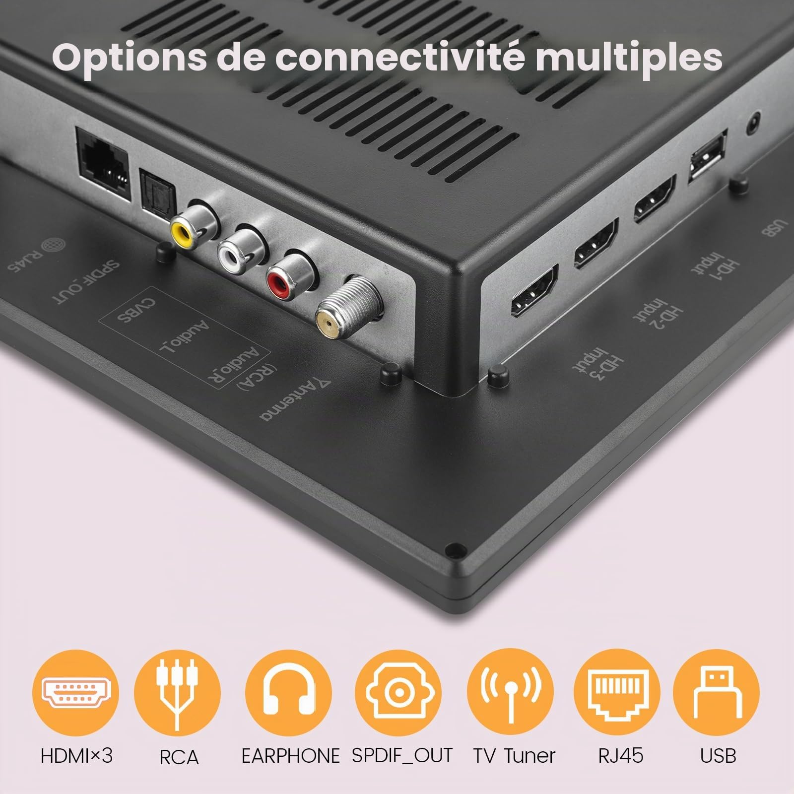 ZOSHING Smart TV de 17", petit téléviseur avec entrée HDMI, tuner numérique intégré/prend en charge USB mural pour chambre à coucher, cuisine, camping-car – Télécommande incluse (noir)