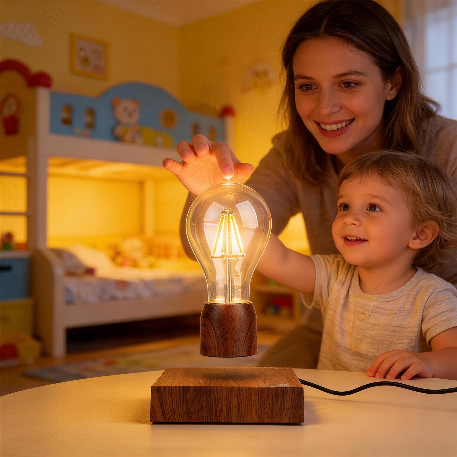 Magnetisches schwimmendes Licht mit 360 Grad leiser Drehung, schwebende Glühbirne, Magnetschwebe-LED-Leuchtmittel, Schreibtischlampe, Tischlampe, moderne Kunstdekor-Lampe für Zuhause, Büro