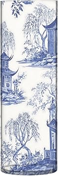 Chinoiserie Vase Pagodas Flower Vase Blue Pavilion Cylinder Vases