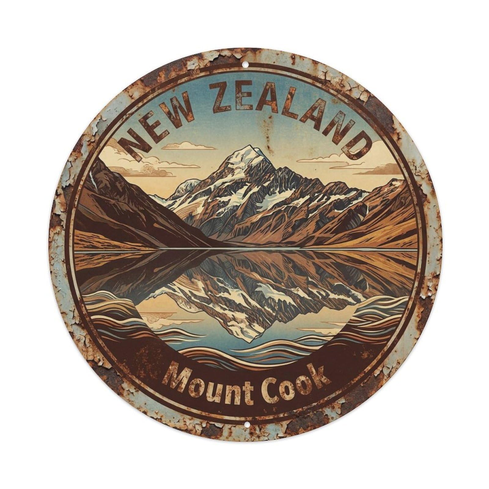 Vintage Travel New Zealand Crown Vintage Metal Tin Sign Plaque Wall Decor for Cafe, Club Bar, Office, Garden Metal Poster 8x8Inch
