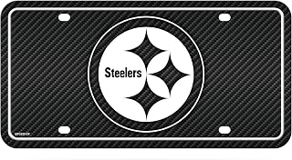 Rico Industries NFL Football Pittsburgh Steelers Carbon Fiber Metal Auto Tag 8.5