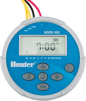 Hunter NODE-100 Battery Operated Sprinkler Timer with 1 PGV Valve & Solenoid, Waterproof, Wireless Irrigation Controller for Lawns, Drip Systems, Gardens