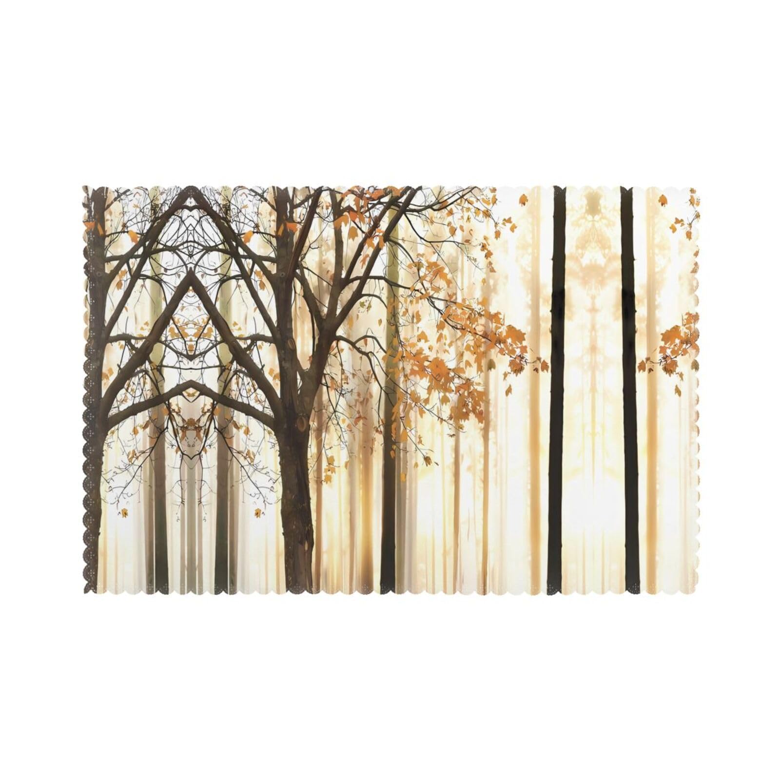 Woodland Orange Leaves Printed table mat set (6 pieces) - Aesthetic upgrade for family gatherings and hotel banquets