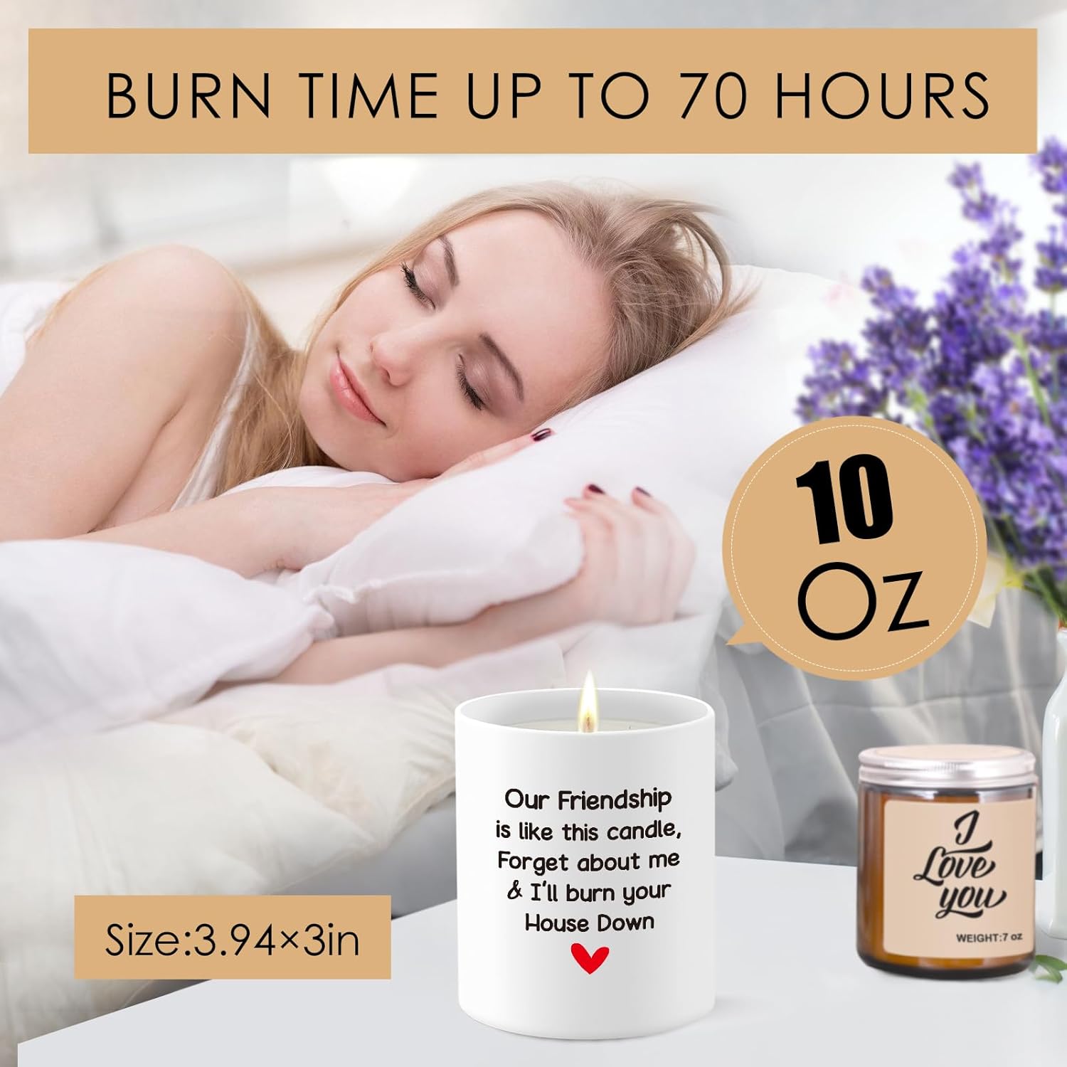 Best Friend Friendship Gifts for Friend Women, 10OZ Birthday Gifts for Bestie Her Female Soul Sister, Funny Farewell Moving Going Away Gift for Friend, Lavender Scented Candle - Image 6