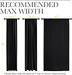 NICETOWN Black Blackout Curtains 84 Inch Long 2 Panels, Thermal Black Out Halloween Panels Room Darkening for Living Room, Back Tab and Rod Pocket Light/Noise Reducing Treatments for Bedroom, 52Wx84L