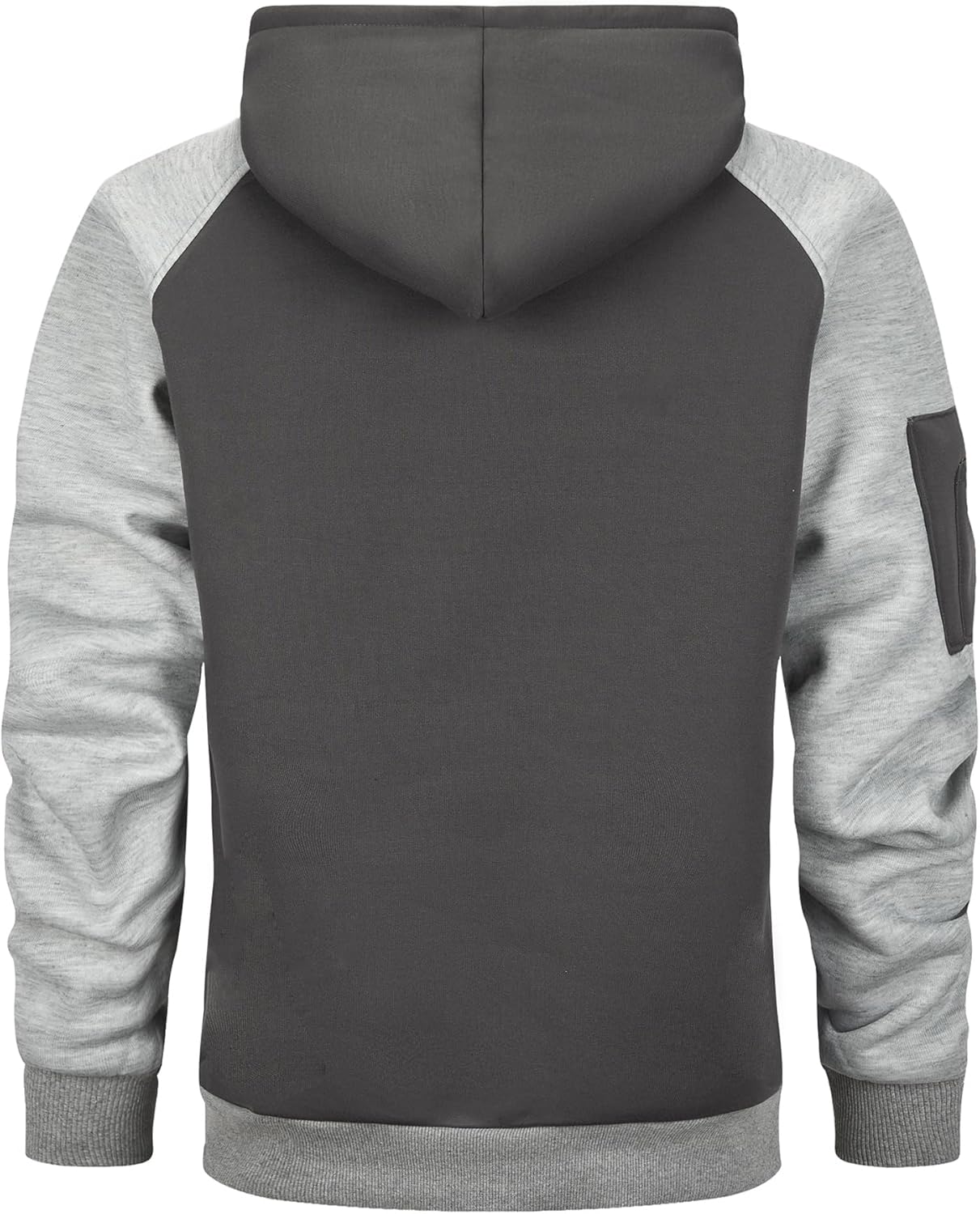 Mens Hoodies Pullover Color Block Long Sleeve Fleece Hooded Sweatshirt - Image 5
