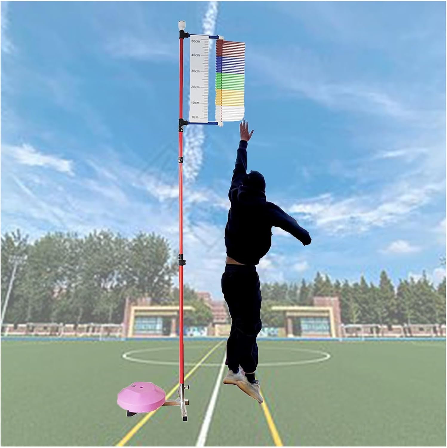 130-360cm Adjustable Vertical Jump Tester,Portable Floor Standing Vertical Jump Trainer for Volleyball Basketball Jump Measurement Tools