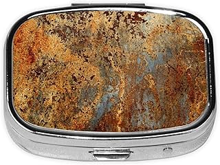 Marrón Óxido Colorido Metal Oxidado, Pastillero cuadrado para bolsillo o monedero, pequeño contenedor de pastillas, organizador de pastillas de viaje