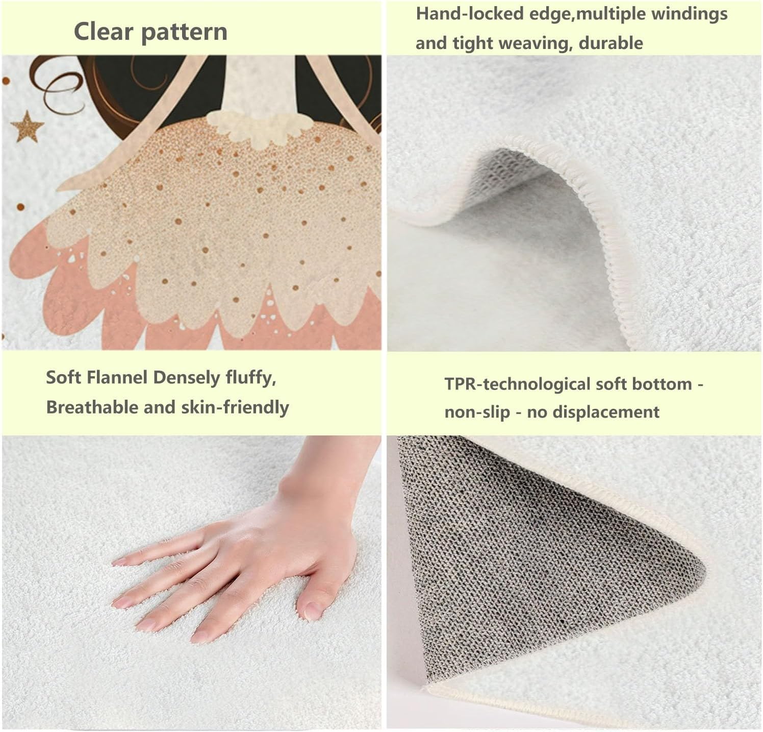 Generic Rugs for Bedroom Cartoon Ballerina Girl Washable Rug 3D Visual Optical Floor Mat for Kids Room Living room Home Decor Non-Slip Area Rug 4x6