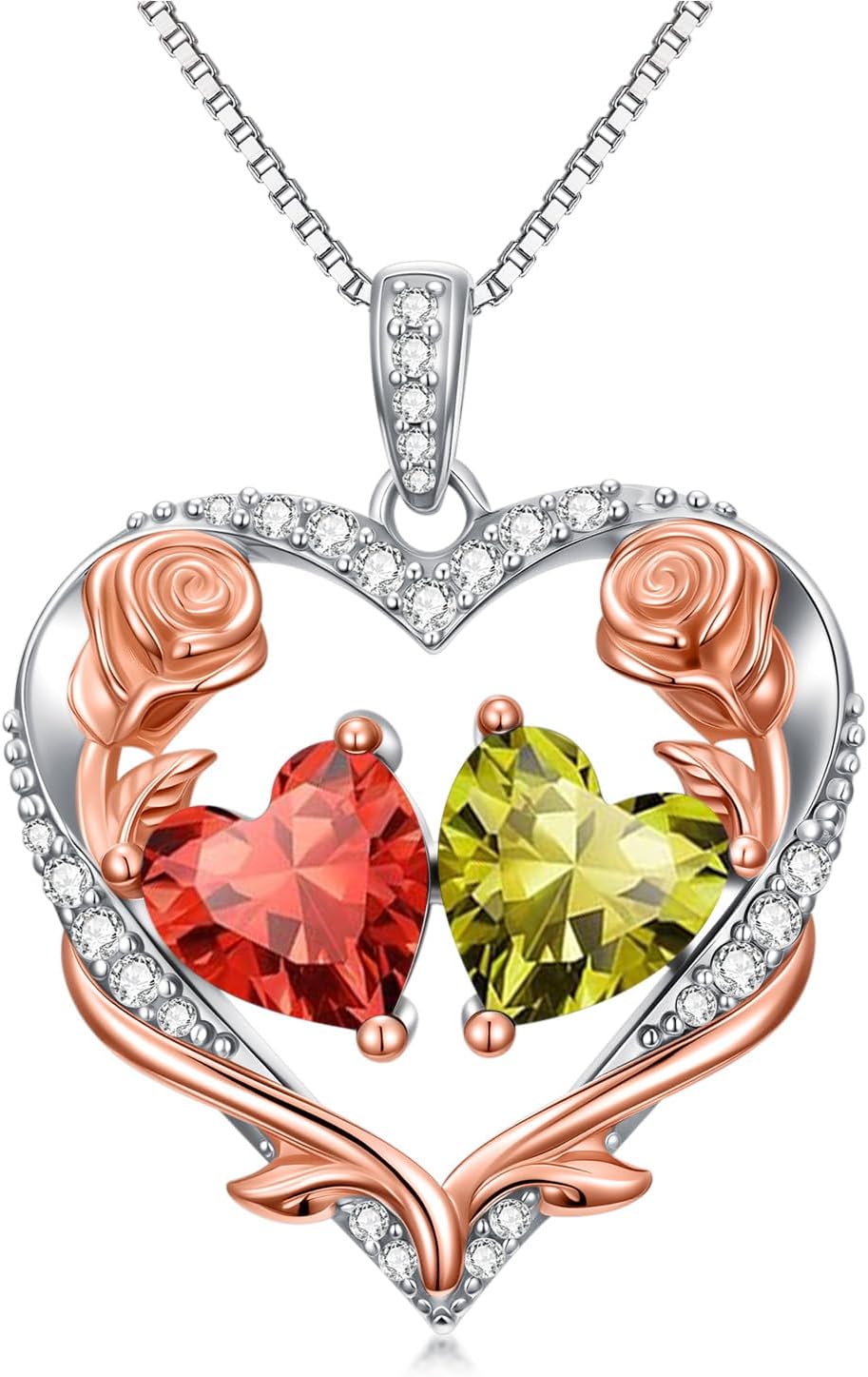 Gifts for Girlfriend I Love You Birthstone Necklace 18k White Gold Plated Heart Pendant with CZ Stones, Birthday Gifts for Women, Romantic Gift for Wife, Girlfriend, Her, Anniversary, Valentine's Day