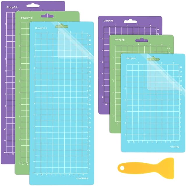 JOLIGAEA 6 Pcs Cutting Mat for Cricut Joy 4,5X12+ 4,5X6,5, Non-Slip&Durable Replacement Cutting Mat, Adhesive Sticky Cutting Mats for Cricut Joy Accessories(Standardgrip/Lightgrip/Stronggrip)