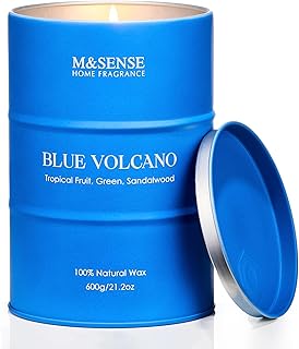 M&SENSE Bougies de soja parfumées aux fruits tropicaux, naturelles et non toxiques, grandes bougies d'été 600g, combustion longue durée de 120 heures, cadeaux pour la décoration d'intérieur