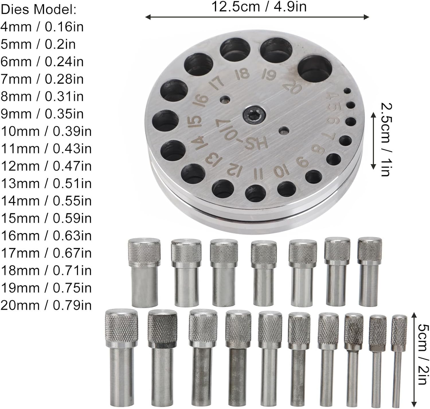 Diydeg Disc Cutter Set, 17 45 Steel Circle Round Disc Cutting Kit Forming Pendant Charm Punch Cutting Tool, Professional Steel Jewelry Making Metal Forming Pendant Punch Tool