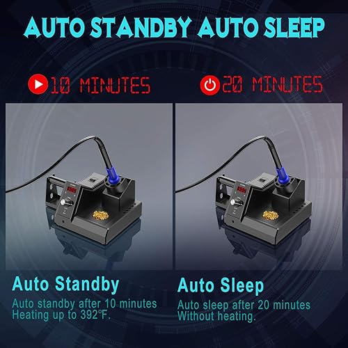Miniatura 3 de Estación de soldadura, kit de soldador digital de 110 V 80 W con control inteligente de temperatura (176 °F-896 °F), estación de soldadura de sueño