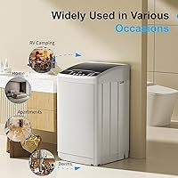 Vista 7 de Lavadora completamente automática de 21 libras, lavadora portátil de 2.5 pies cúbicos con bomba de drenaje, 10 programas de lavado y 8 niveles