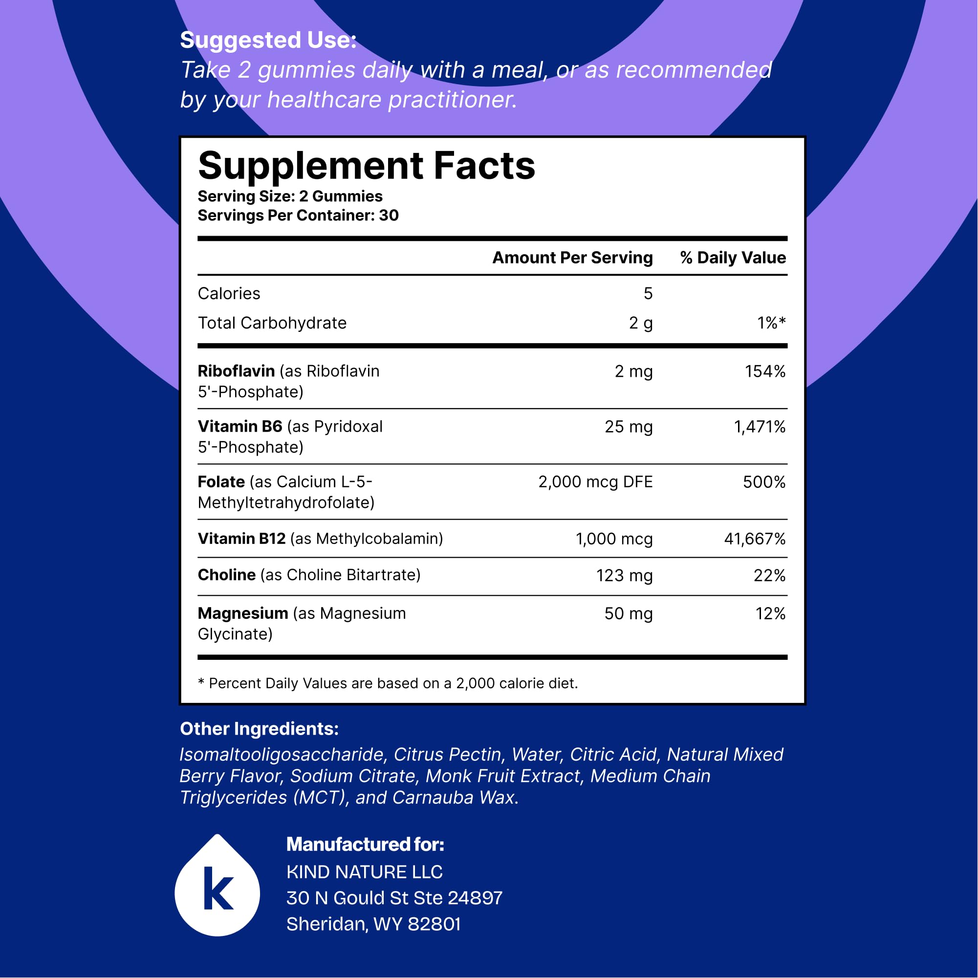 kindnature Methyl B12 1000 mcg + 5-MTHF Gummies, Sugar Free, 60 Ct — Amazon image 3