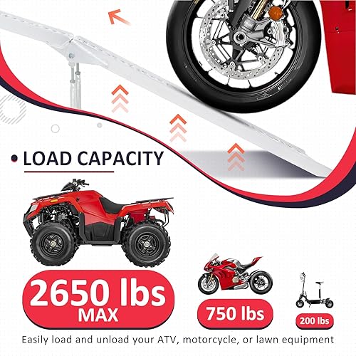 Miniatura 3 de PENSUN Rampas de carga con patas de apoyo rampas plegables de aluminio de 75 pies para ATV con carga máxima de 2200 libras rampas de carga mejoradas