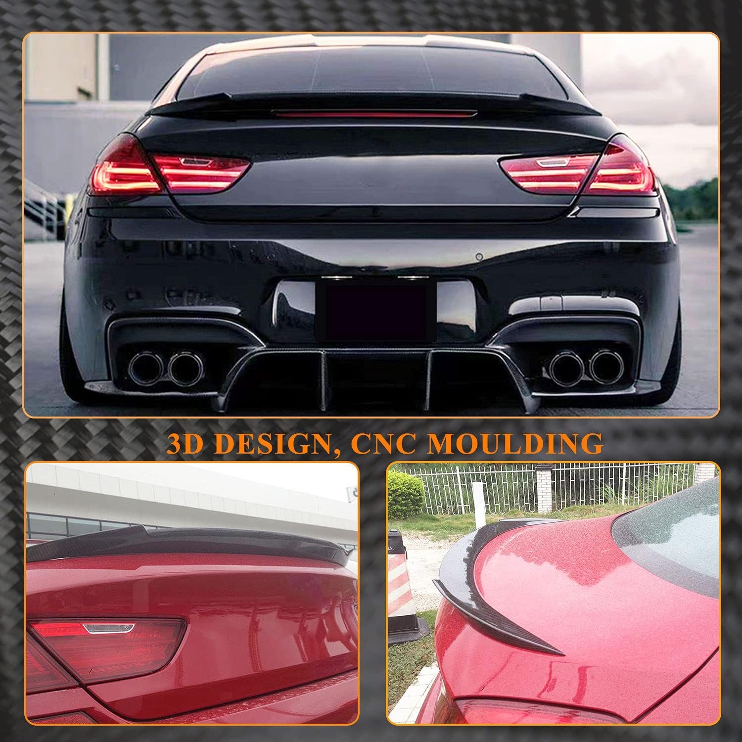 MCARCAR KIT Carbon Fiber Trunk Spoiler Compatible with 2012-2018 BMW 6 Series F06 F13 Rear Boot Lid Highkick Wing Lip Factory Outlet