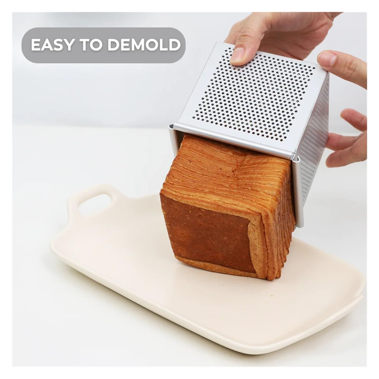 Générique Compatible avec Les moules à Mini-toasts, Croissants, Cubes, Pain de mie et Couvercle, ustensiles Cuisine perforés carrés for la Cuisson l'eau(2PCS 10X10X10CM)