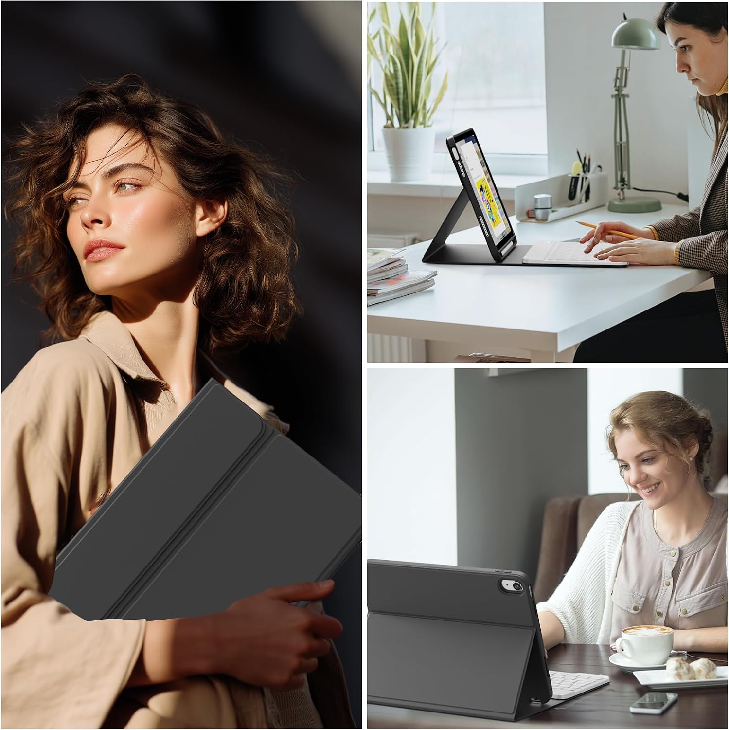 for iPad A16 11th/10th Generation Case with Keyboard 11 Inch 2025/10.9 Inch 2022, Detachable Wireless Bluetooth Keyboard Folio Cover with Pencil Holder for iPad 10th 11th Gen (Black)