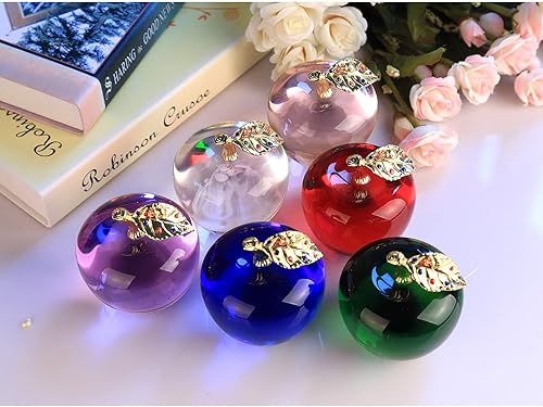 Miniatura 3 de AETVRNI Decoración artesanal con peso de papel de manzana de cristal, adorno de estatua hecho a mano, decoración del hogar, manualidades de cristal