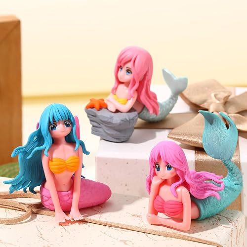 Miniatura 3 de 10 mini figuras de sirena, pintadas a mano, lindas figuras en miniatura de sirena para decoración de jardín, decoración de pasteles y paisajes