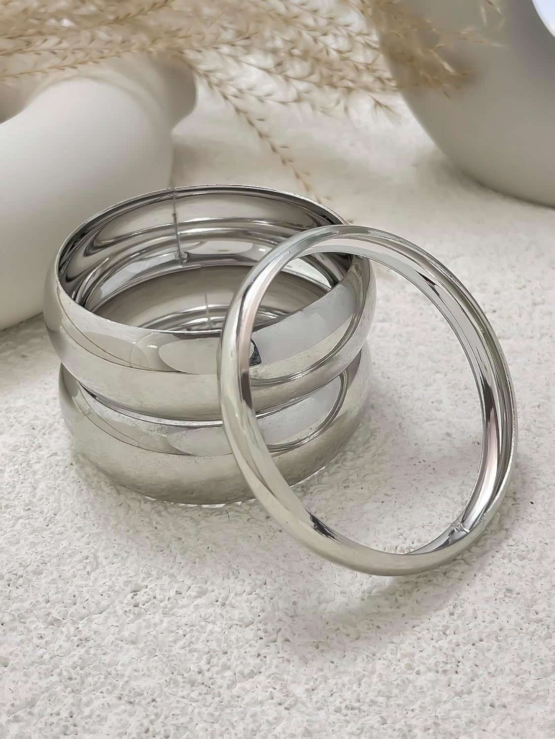 Chunky Gold Bangle Bracelets for Women Trendy Stack Wide Wrist Cuff Bracelets Statement Arm Cuff Upper Bangle Fashion Jewelry Gift Accessories - Image 6