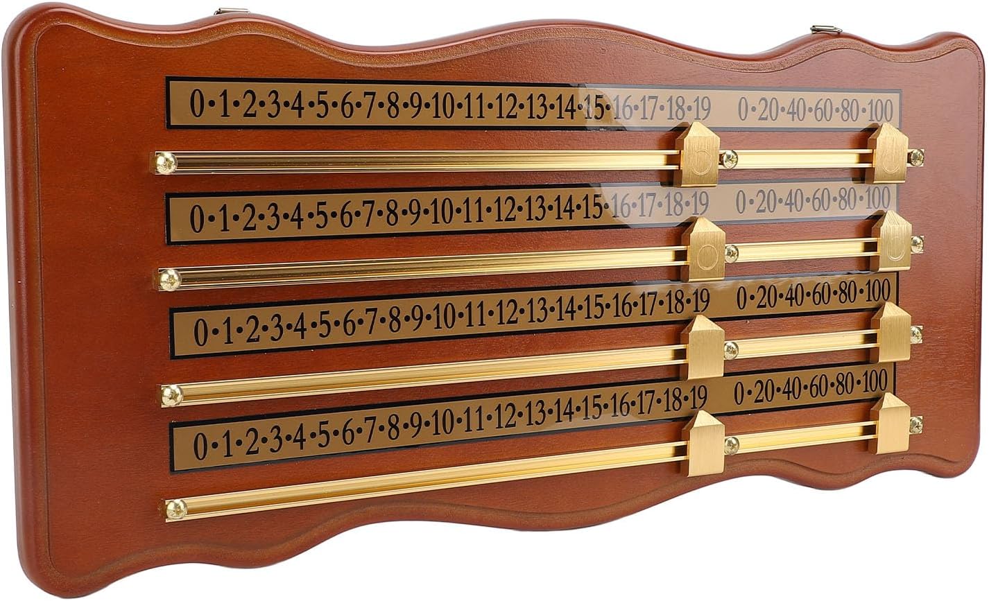 Wooden Billiard Game Scorer, Billiards Scoreboard Club Accessories High Density Wood Material 4 Track Snooker Scoring Board Brown