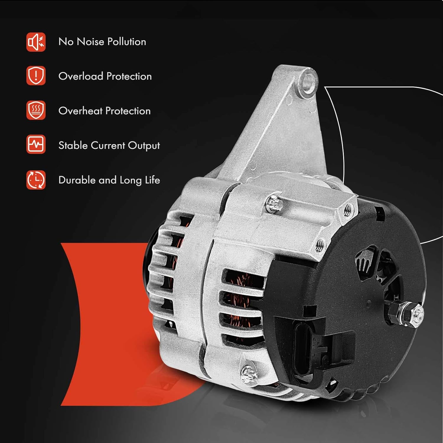 A-Premium Alternator Compatible with Chevrolet Camaro 2000-2002 V6 3.8L & Pontiac Firebird 2000-2002 V6 3.8L, 12V 105Amp Clockwise 6-Groove Pulley, Replace# 10464437, 10480378, 827211