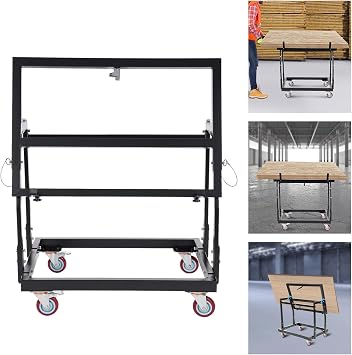 Drywall Panel Cart, 1000lbs Plywood Panel Dolly Trolley Truck 4 Swivel Wheels Tilting Panel Carts Adjustable Height & Length Panel Handler Cart for Factories, Warehouses, Shopping Mall