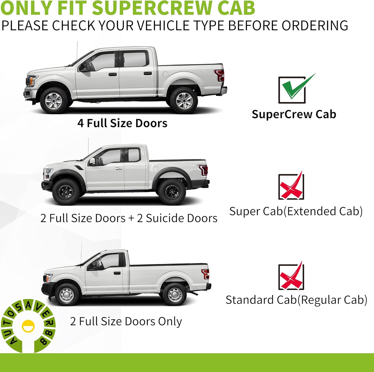 AUTOSAVER88 Running Boards Compatible with 2009-2014 Ford F150 Super Crew Cab, 6 Inches Side Step Nerf Bar