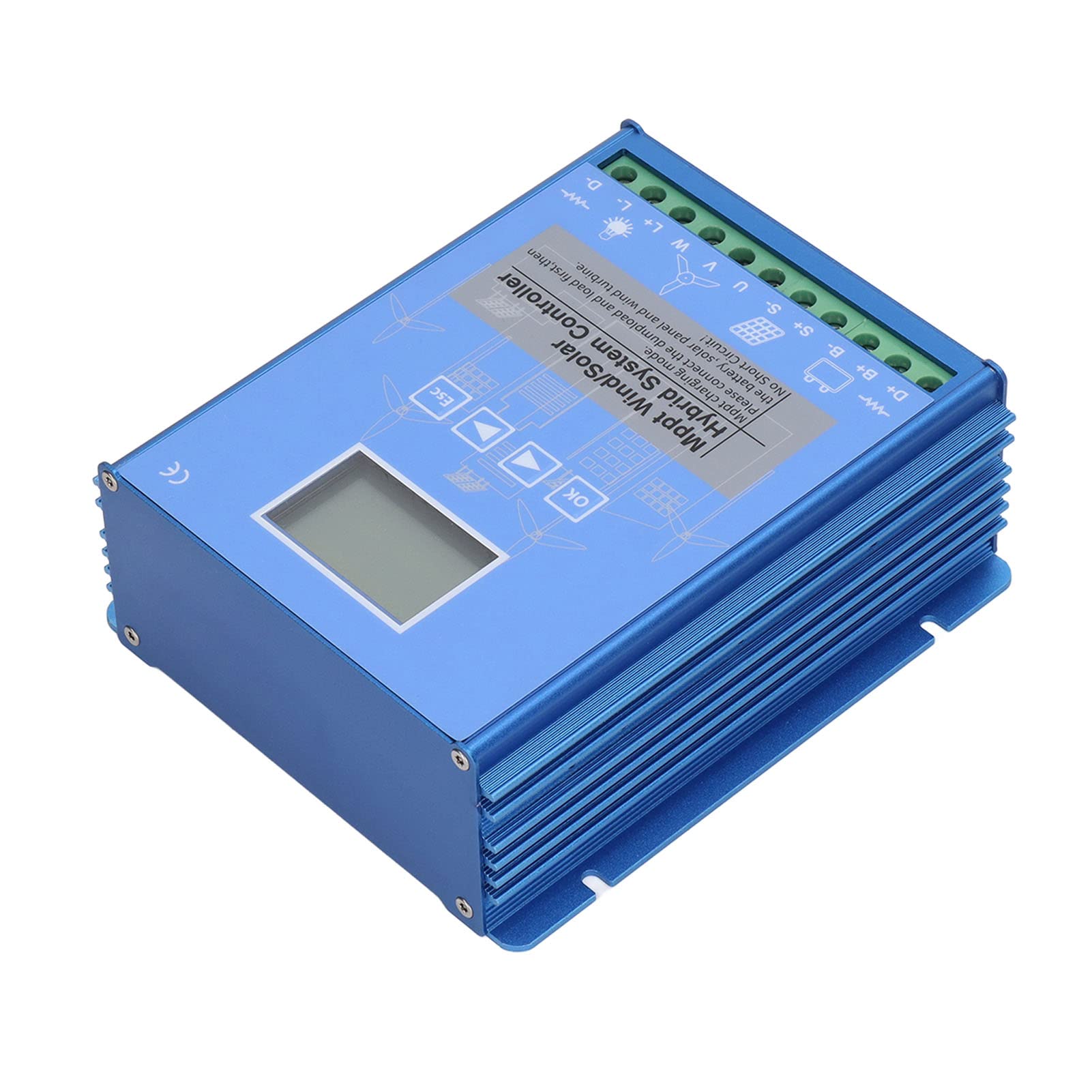 Hyuduo Pantalla LCD MPPT de 800W Wind Solar MPPT para Batería de 48V de 24V, Funciones Fuertes, Ampliamente Compatibilidad, Carga Completa, Configurable, de Ventilador