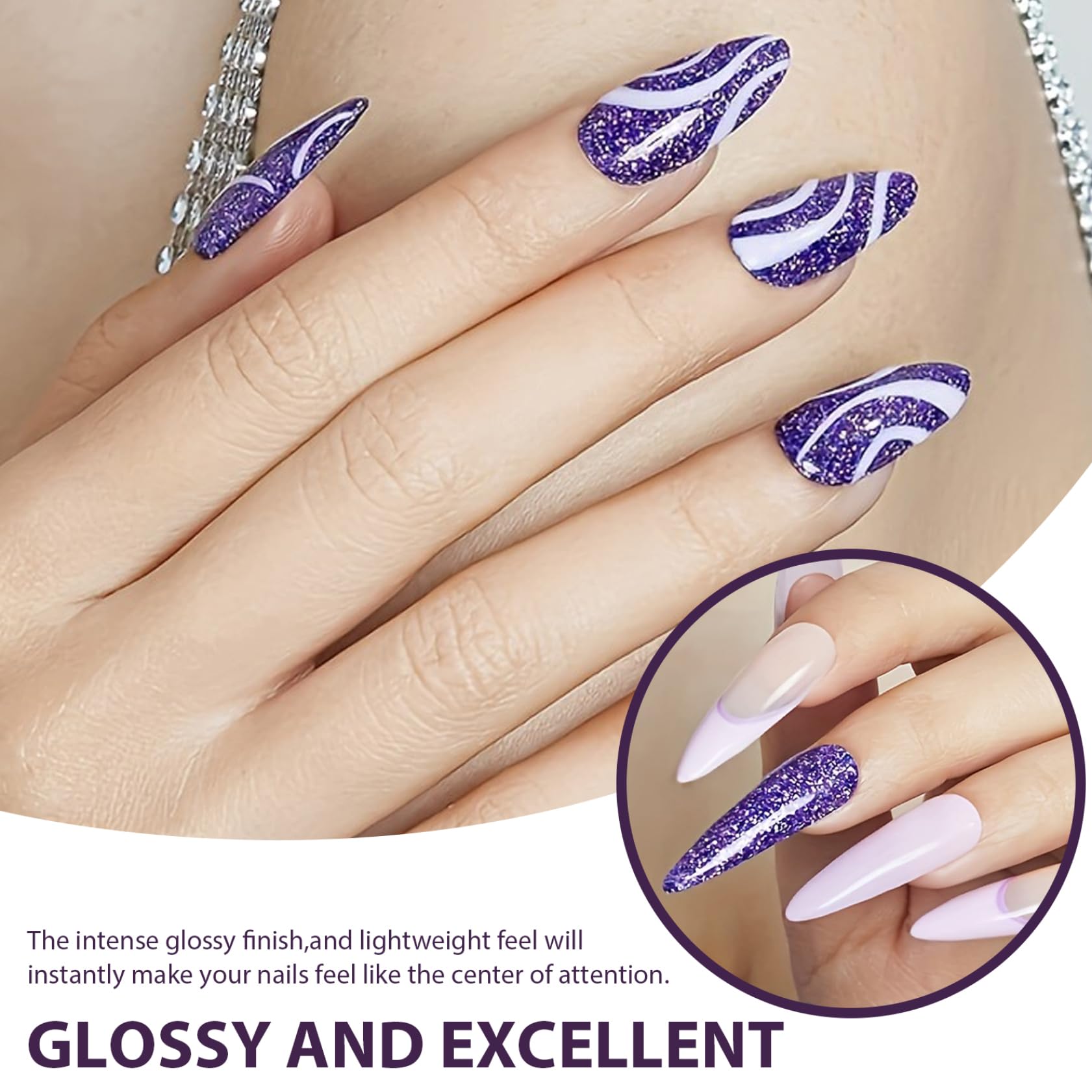 Kit de poudre de trempage pour ongles 4 couleurs, sans danger pour la peau, comprend une base activatrice/une couche finition, un pinceau, un bâton tampon, violet, bleu, longue durée pour les débu