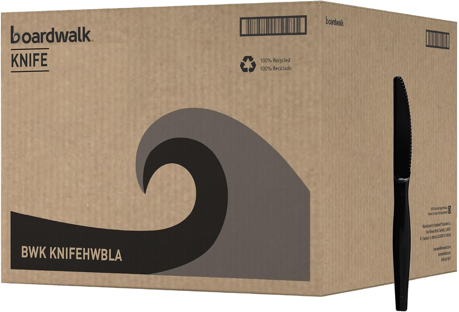 Boardwalk Heavyweight Polystyrene Cutlery, Knife, Black, 1000/Carton