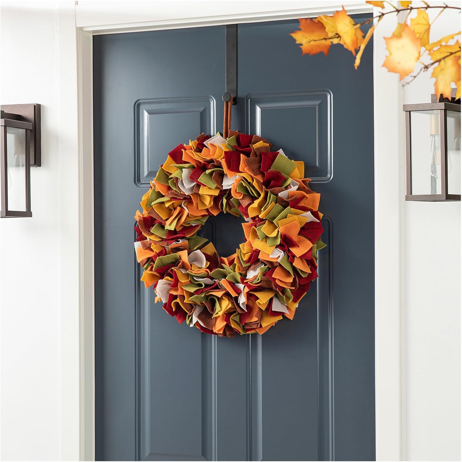 Glitzhome Fall Wreaths for Front Door, 19.25 Inch Autumn Felt Wreath Fall