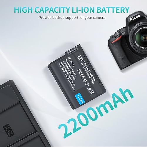 Vista 6 de Paquete de baterías EN-EL15, LP EN-EL15 EN EL15a, batería de repuesto recargable de iones de litio compatible con Nikon D7500, D7200, D7100, D7000