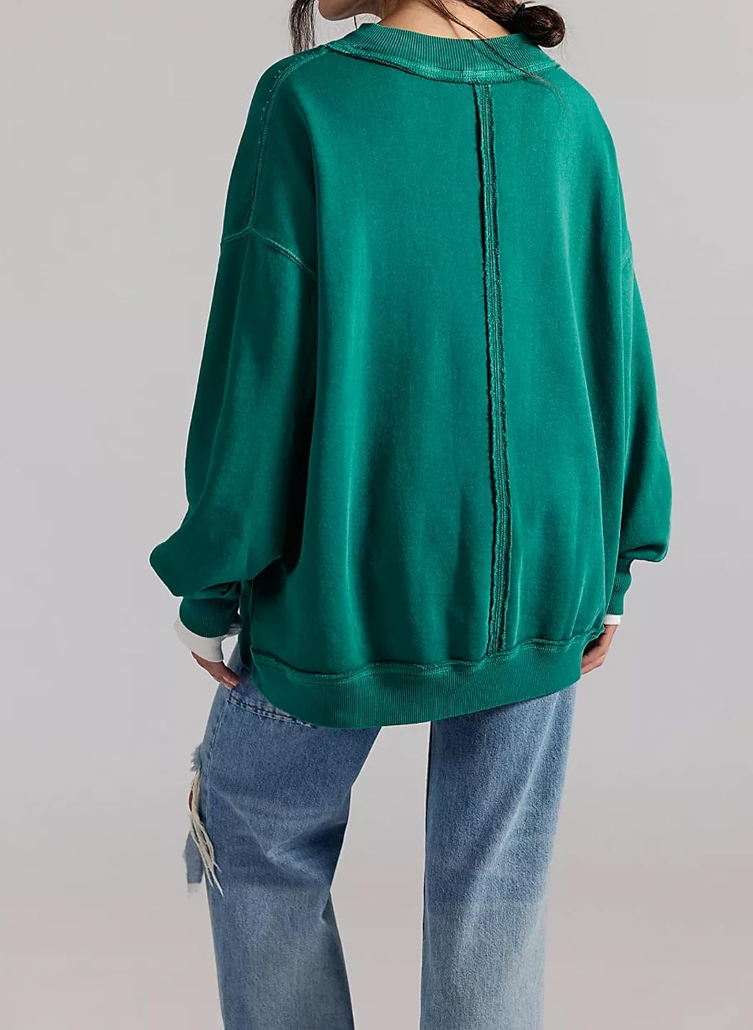 TERIVEEK Mock Neck Sweatshirt for Women Oversized Turtleneck Long Sleeve Hoodies 2025 Fall Casual Drop Shoulder Pullover Tops