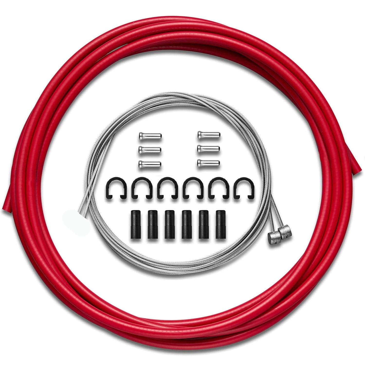 Fat-Cattie Universal Brake Cable and Housing Set(Red,9.8ft)
