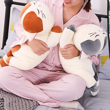 Cat Big Plush Hugging Pillow, Super Soft Kitten Kitty Stuffed Animals Toy Gifts for Kids, Girls, Bed, Christmas, Valentine 21.7 (Brown)
