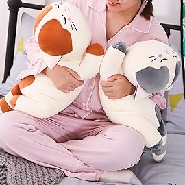 Cat Big Plush Hugging Pillow, Super Soft Kitten Kitty Stuffed Animals Toy Gifts for Kids, Girls, Bed, Christmas, Valentine 21.7 (Brown)