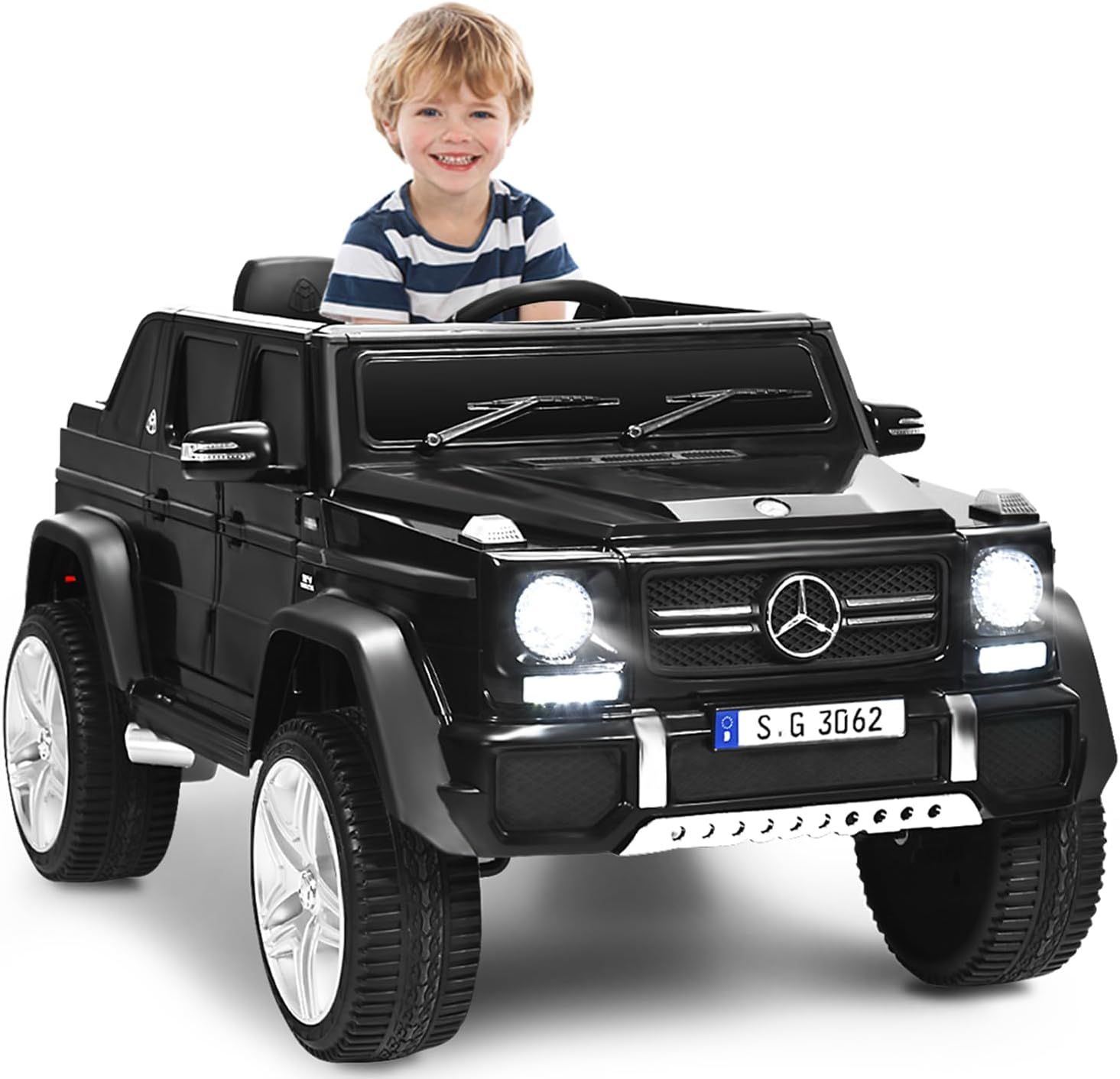 Image of Mercedes Benz Macchina Elettrica per Bambini 12V, Veicolo Elettrico con Luci LED e Chiusura di Sicurezza, Macchina Cavalcabile per Bambini 3-8 Anni (Nero)