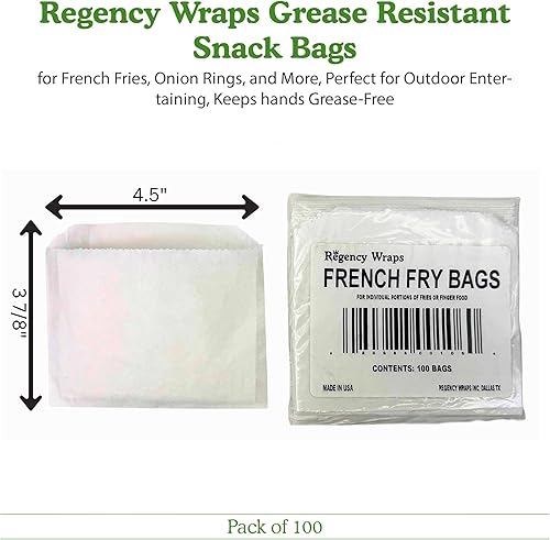 Miniatura 7 de Regency Wraps Bolsas de aperitivos resistentes a la grasa, bolsa de servir para papas fritas, aros de cebolla y más, perfectas para entretenimiento