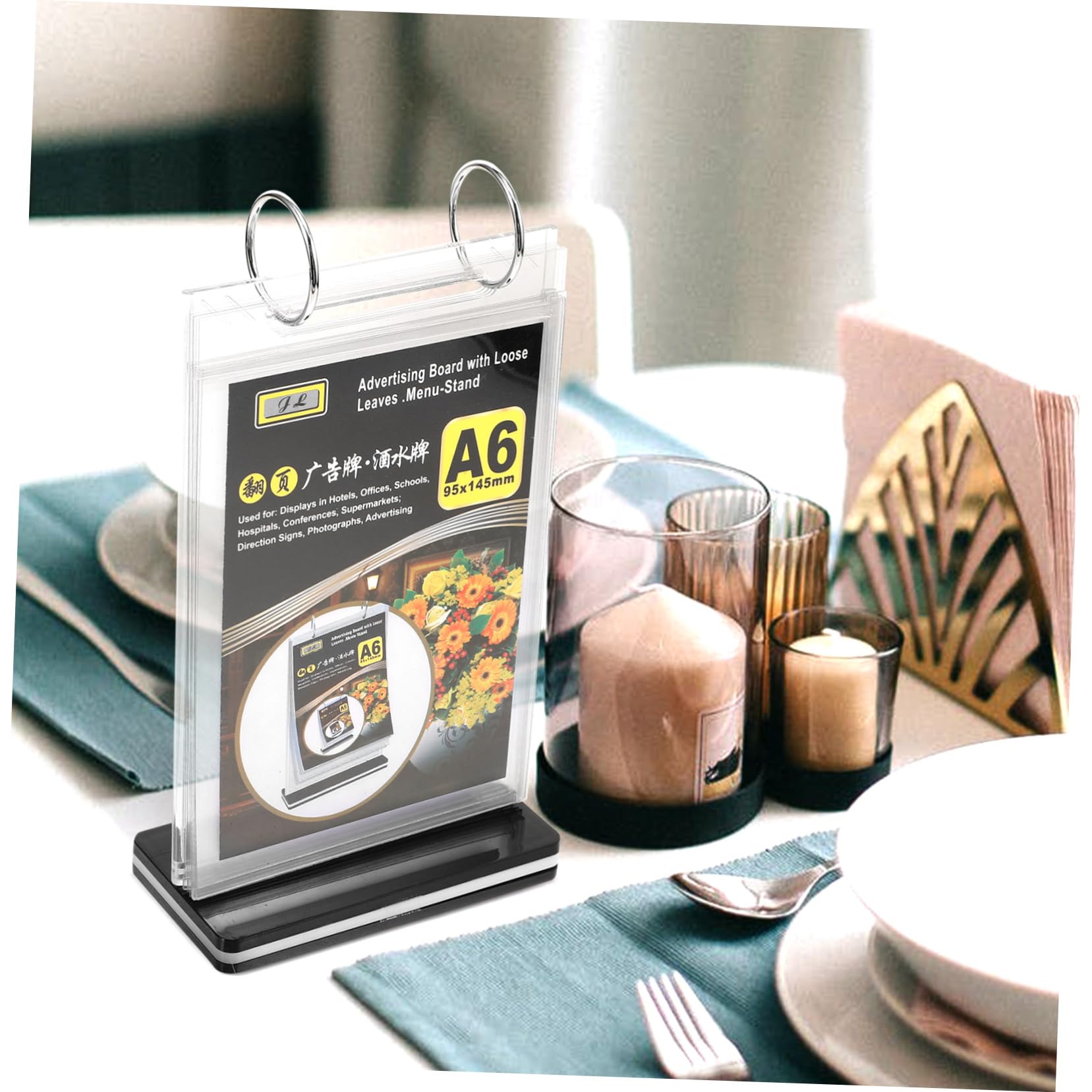 Sewroro 11piezas Soporte De Menú Transparente De Soporte De Exhibición De Mesa Para Restaurantes Con Base Para Menú y Carteles Publicitarios Adecuado Para Supermercados y Tiendas